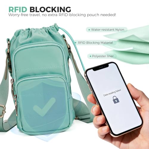 Crossbody Water Bottle Bag with Shoulder Strap for Women,Green - color: Green