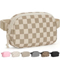 Pritent Fanny Packs for Women Crossbody Belt Bag With Zipper Back Pocket - color: Checkered Khaki, size: Large