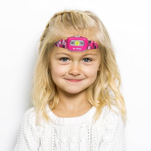 BLITZU, Hands-Free Headlamp, Long Range, Non-Slip Grip, High Power, Impact Resistant, Adjustable Light Modes, Battery Powered, Pink - color: Pink