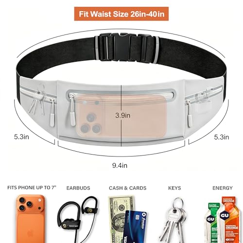 Slim Running Belt for Women Men,Phone Holder Waist Pack,Runners Fanny Pack - color: Drak Gray