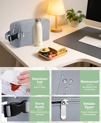 Small Lunch Bag, Freezable Snack Bag for Kids, Mini Lunch Box - color: Gray