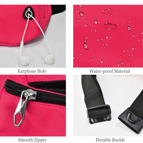 Fanny Pack for Women Men,Crossbody Water Resistant Sports Waist Bag Pack - color: 1pack-rosepink