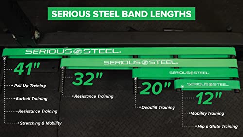 Serious Steel Fitness 32" Resistance Training Bands (Portable Exercise Band System Training Bands- Great for Individuals Under 5'10") - color: #4 Green (50-120 lbs.)