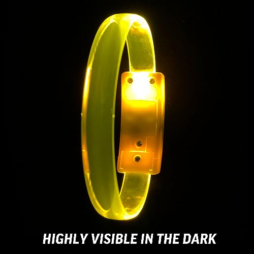 4 Magic Band Pack | Glow in The Dark | Flashing Light up for Concerts | Running Lights for Runners | Glow in The Dark Bracelets | Led Bracelet - color: Yellow