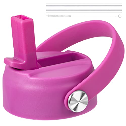 Straw Lid for Hydro Flask Wide Mouth Water Bottle 32 40 OZ - Lids with Straws Replacement Cap Fits 12, 16, 20 oz Hydro Coffee Flasks, Flip Top Flex Handle, BPA-Free Sports Accessories Cover(Carnation) - color: Carnation
