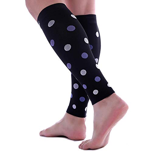 Doc Miller Calf Compression Sleeves 20-30 mmHg for Women & Men, 1 Pair - color: Black/Violetwhite, size: Small