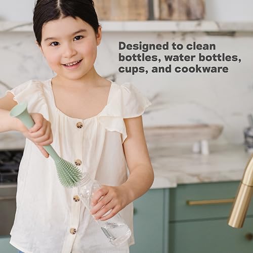 ezpz Bottle Brush (Gray) - Odor-Resistant Silicone Cleaning Tool - color: Gray