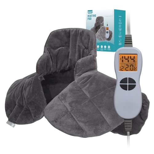 Ruqiji 19" x 24" Weighted Neck&Shoulder Heating Pad, 2.5lbs with 12 Temperature Settings&Countdown Timer,Pain Relief for Neck/Shoulders/Menstrual Pain(Dark Gray) - color: 02-dark Gray
