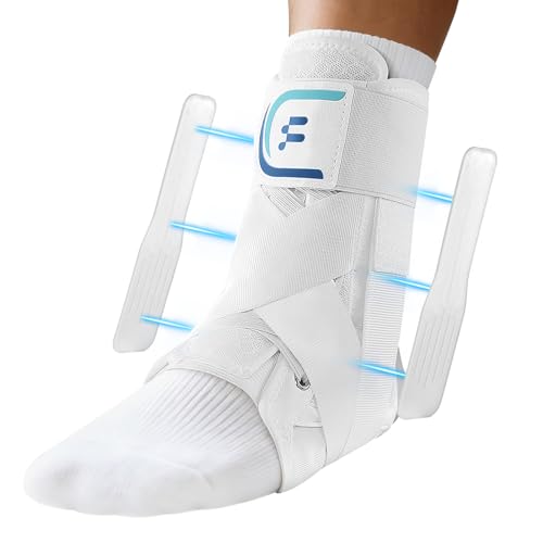 Ankle Brace for Men Women with Removable Side Splints Figure 8 Strap - color: White, size: S