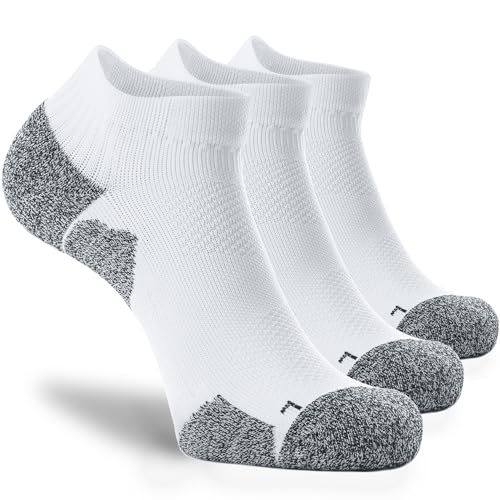CWVLC Cushioned Athletic Ankle Compression Socks for Women Men 3/6 Pairs - color: 3-pairs White, size: Small