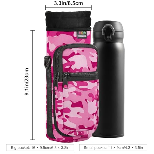 Nuovoware Water Bottle Carrier Bag, 25oz/32oz, Camouflage Pink - color: Camouflage Pink, size: 25-32 Ounces - Standard