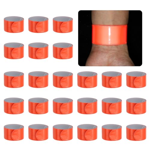 PATIKIL 22cm/8.7in Reflective Bands, 24pcs Reflective Arm Bands Straps Wrist Reflective Running Gear Safety Reflective Straps Bracelets High Visibility for Night Walking Bicycle - color: Orange