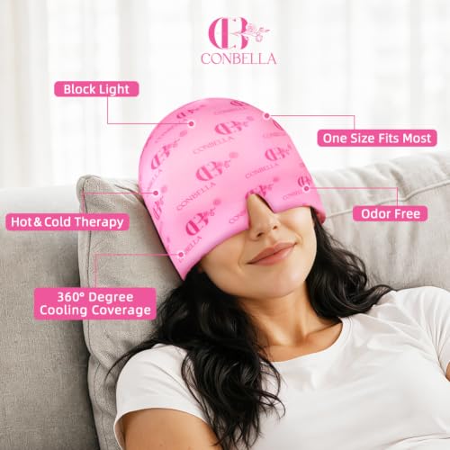Migraine Relief Cap, Soothing Headache Ice Face Mask Products - color: Pink2
