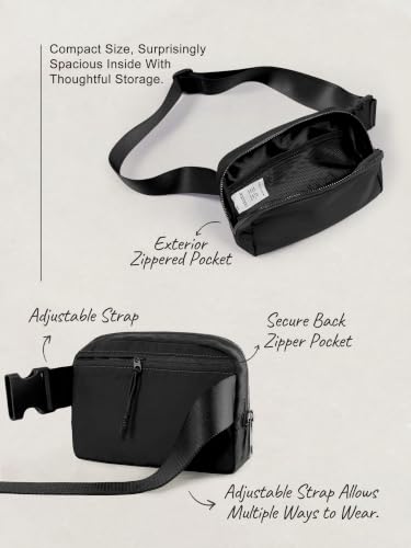 ODODOS Unisex Mini Belt Bag with Adjustable Strap Small Fanny Pack for Workout Running Traveling Hiking, Black - color: Black