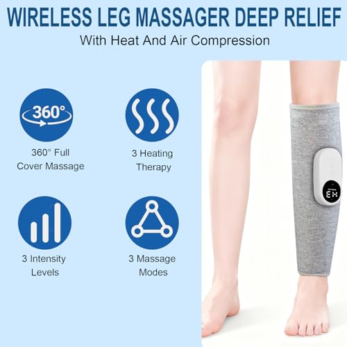 Leg Massager for Pain Relief and Circulation,Calf Air Compression Massager - color: Gray