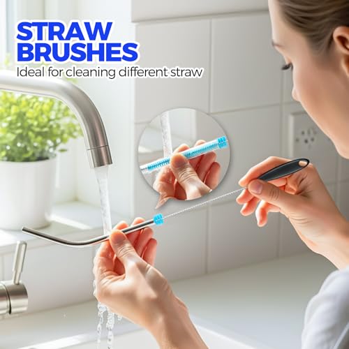 Holikme 6 Pack Bottle Brush 14.5" Long Handle Stainless Steel Brush,Blue