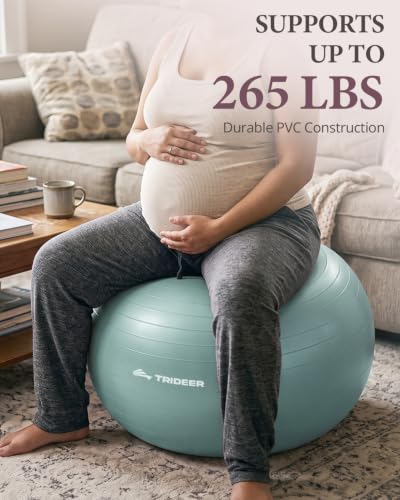 Trideer Yoga Ball for Exercise, Pregnancy, Active Sitting, 55/65/75cm - color: Mint green, size: L(23-26ines/58-65cm)