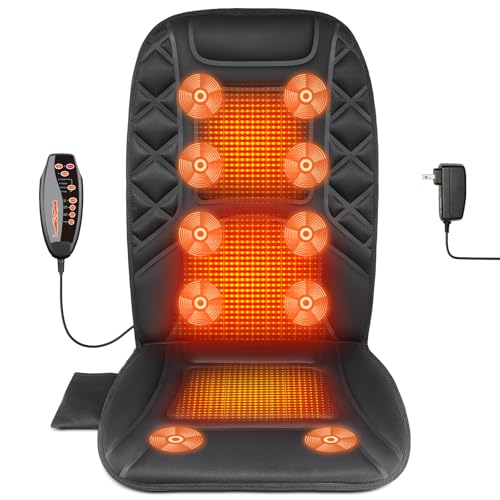 CARSHION 10 Vibrating Massage Nodes Back Massager Chair Pad for Pain Relief - color: Black-10vibration Motor