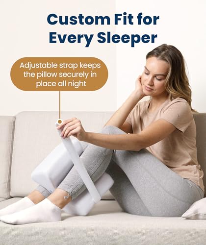 Everlasting Comfort Memory Foam Knee Pillow for Side Sleepers – Sciatica Pain Relief Pillow, Removable Strap Support – Leg Pillows for Sleeping Alignment, Knees, Back & Hip Cushion - size: Standard