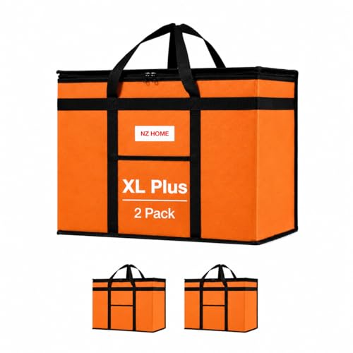 NZ home Insulated Food Delivery Bag, Grocery Cooler & Catering Tote - color: Orange, size: XL Plus