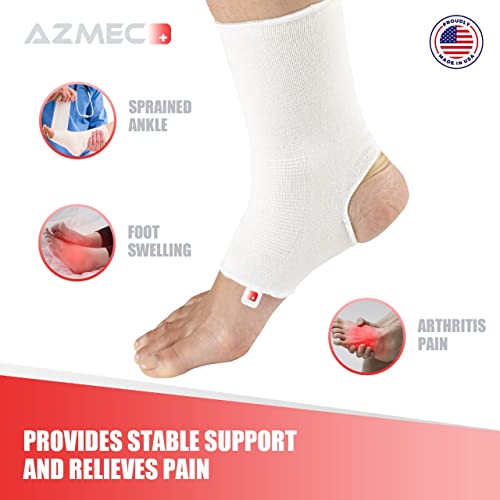 AZMEC Ankle Support Sleeve Open Heel, Light Elastic & Breathable Knitted Fabric for Sprained Ankle, Achilles Tendonitis, Plantar Fasciitis, & Injured Foot Medium Compression - For Men Women Kids - Right or Left Foot (X-Large) - size: X-Large