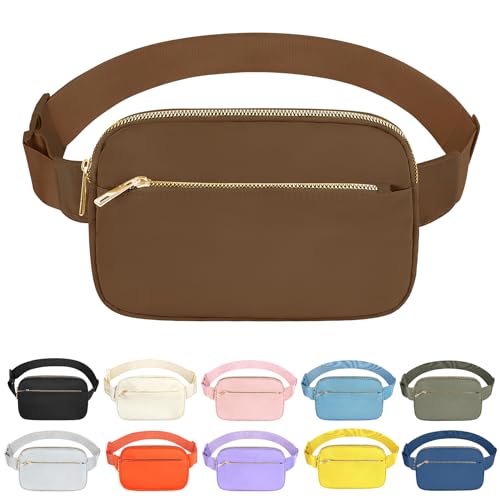 Fashion Fanny Bag-Waist Pack With Adjustable Belt Bag-Unisex Crossbody Pack For Travel Running Hiking-Brown - color: 3-Zipper Brown