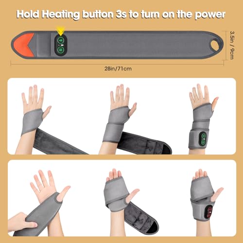 WoloyHeatie Wrist Heating Pad Red Light Massage Carpal Tunnel, FSA Eligible - color: Gray