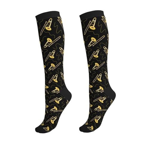 Compression Socks, Unisex 15-20 mmHg Knee High Support Socks - color: Trombones
