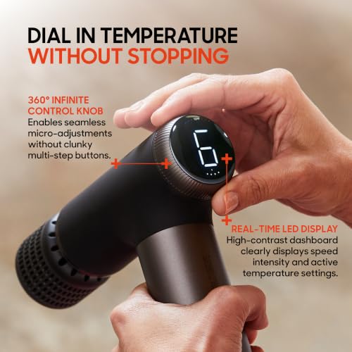 Sharper Image Powerboost Compact Heat & Cold Therapy Percussion Massage Gun - color: Black