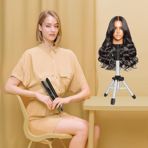 ZQIAN BEAUTY Wig Stand Tripod, 25 Inch Adjustable Mannequin Head Stand, Wig Head Stand for Training Heads And Canvas Block Head (Silvery, Mannequin Head Not Included) - color: Silvery, size: 25 Inch