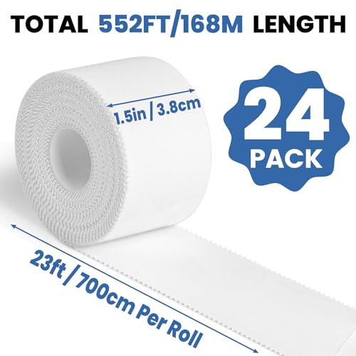 NUITPY 24 Pack Athletic Tape, White Sports Tape, Easy Tear Wrist Tape - color: White-24 Rolls