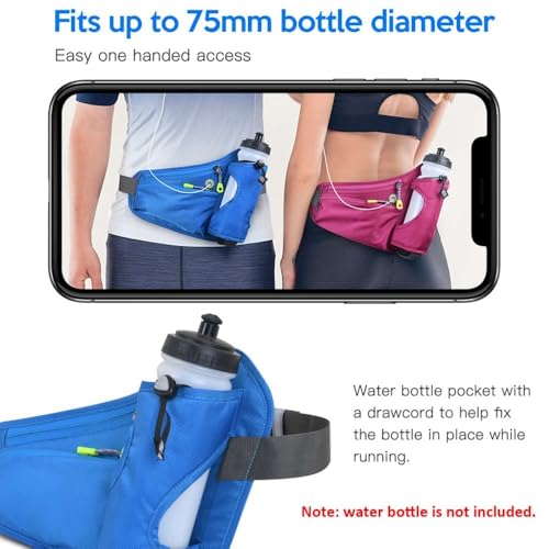 Running Waist Pack with Water Bottle Holder, Adjustable Belt - color: Blue
