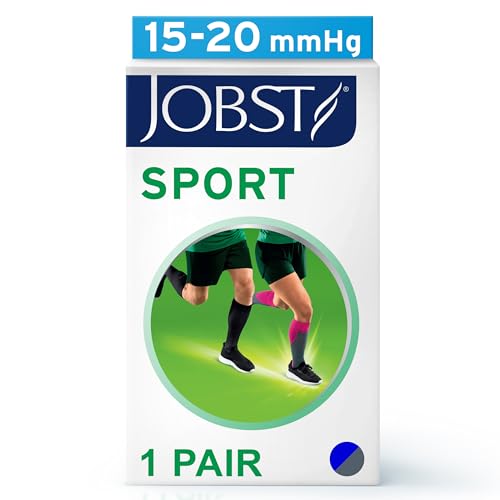 JOBST Sport Knee High 15-20 mmHg Compression Socks, Royal Blue/Grey, Small - color: Royal Blue/Grey, size: Small (1 Pair)
