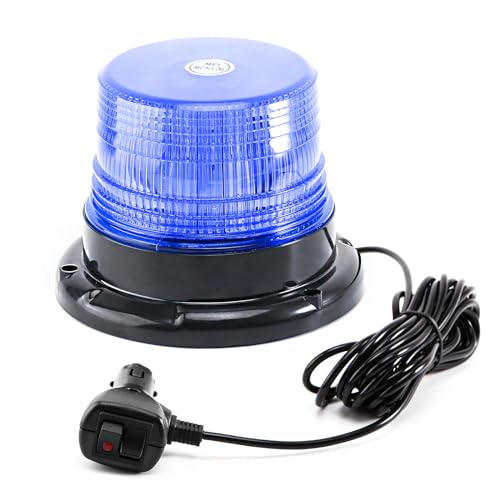 Blue Rooftop Beacon Strobe Lights w/Magnetic Base, 1-Pcs - color: 1× Blue
