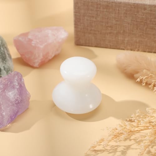 Uonlytech 2Pcs Gua Sha Facial Tools, White Jade Quartz Massage Gua Sha Rollers Stones Scraping Massage Tool for Women Home Spa
