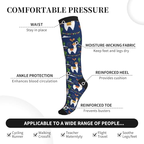 Compression Socks, Unisex 15-20 mmHg Knee High Support Socks - color: Alpaca