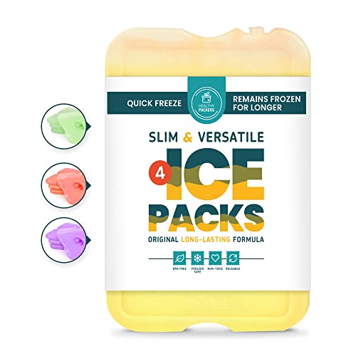 Healthy Packers Ice Packs for Lunch Boxes, Slim Cooler Ice Packs - color: Yellow (4 Pack)