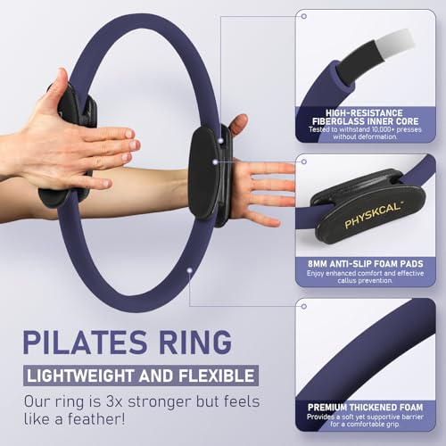 PhysKcal Pilates Kit, 15-Inch Pilates Ring with 1x Pilates Ball & 5X Bands - color: Navy