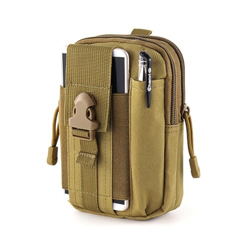 Belt Pouch, Tactical Molle Phone Pouch EDC Utility Pouches Waist Bag Packs, Small Cell Phone Holster Gear Tool Gadget Pocket for Men Running - color: Khaki