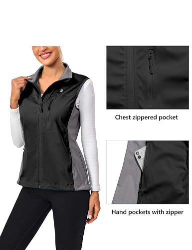 Little Donkey Andy Women's Lightweight Vest Windproof Sleeveless Jacket - color: Pure Black, size: Medium