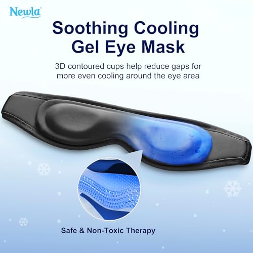 Cooling Gel Eye Mask for Puffy Eyes, Contoured Cold Compress for Eyes - color: Purple