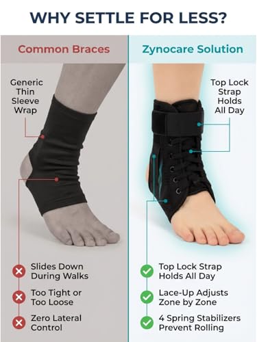 Strong Support Ankle Brace for Women and Men, Dual Spring-Stabilized Lace Up Ankle Support Brace, Figure-8 Wrap, Breathable 4mm Neoprene Ankle Stabilizer for Walking & Recovery, (L) - size: Large