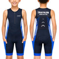 Boys Triathlon Suit Youth Racing Tri Skin Suit for Cycling Swim Run - color: Black/Blue-1, size: X-Large
