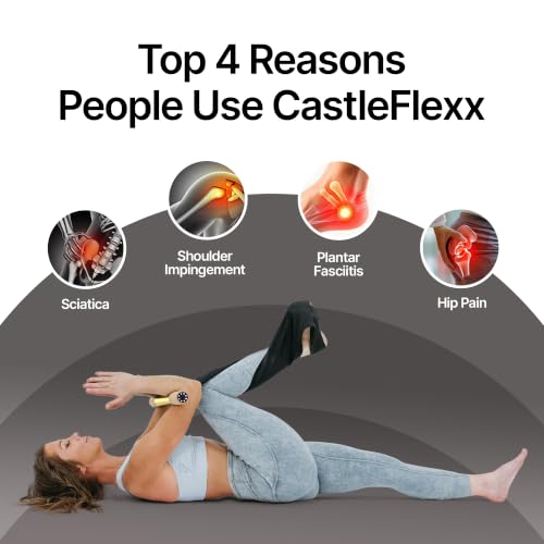 CastleFlexx Mobility and Full Body Strengthening Device | Non-Elastic Stretch Strap with Natural Premium Cork Handles for Stretching, Exercise, Physical Therapy, and Yoga - size: Large