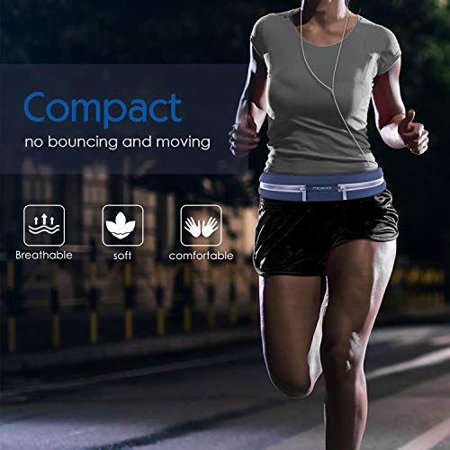MoKo Sports Running Belt,Outdoor Dual Pouch Sweatproof Reflective Slim Waist Pack,Fitness Workout Belt Fanny Pack Compatible with iPhone 11/11 Pro Max/X/Xr/Xs Max/8/7, Galaxy Note 10/10 Plus, S20/S10 - color: Indigo