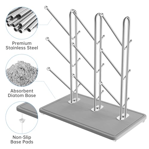 NiHome Baby Bottle Drying Rack with Diatomite Base & Stainless Steel Frame