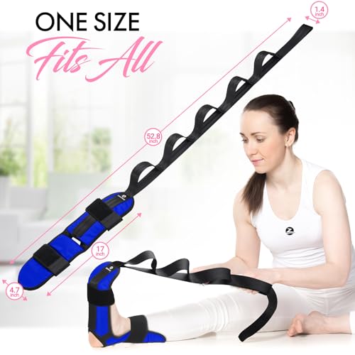 Foot and Calf Stretcher Strap for Physical Therapy and Flexibility - color: Blue