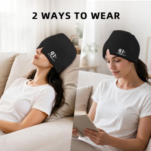 Migraine Relief Cap, Soothing Headache Ice Face Mask Products - color: Black