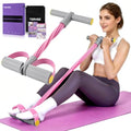 Pedal Resistance Band with Handle, Foot Pedal Resistance Band for Women, Multifunction Exercise Bands for Home Gym Full Body & Working Out - color: gray-pink