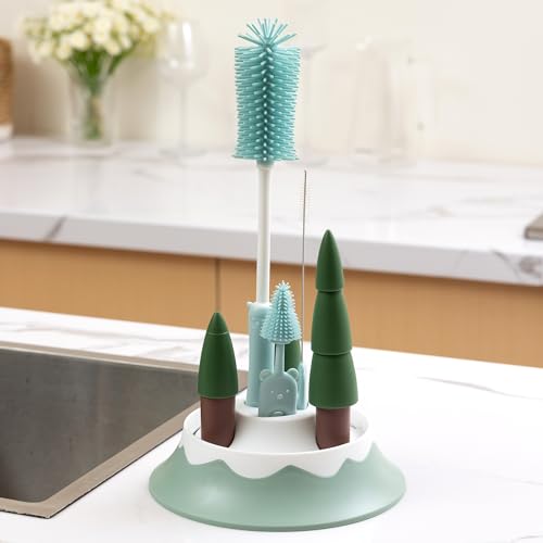 Baby Bottle Drying Rack and Cleaning Set，Xmas Surprise Gift for Newmom - style: Set, Z Blue